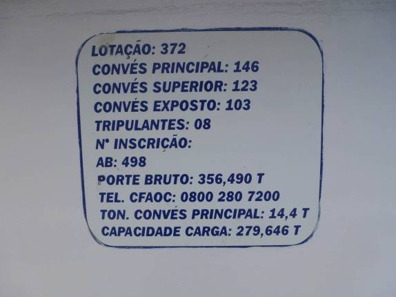 A capacidade do barco que nos levou até Manaus, no Amazonas